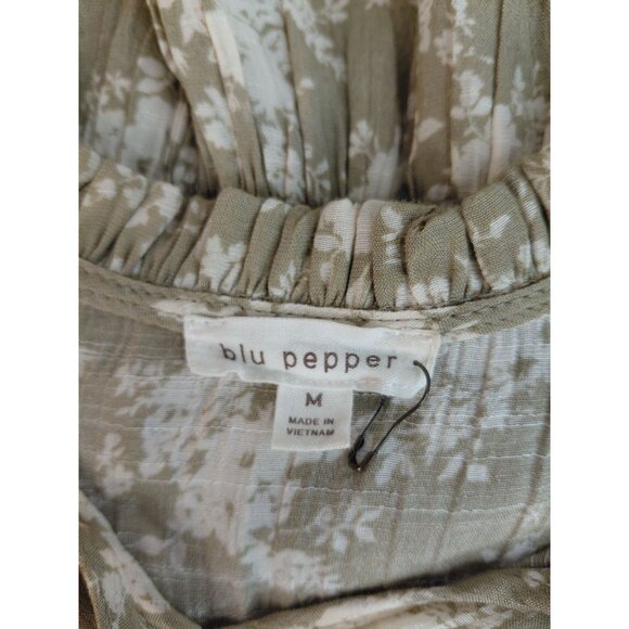 Blu Pepper Floral Long Sleeve Smocked Waist Ruffle Hem Dress M - Picture 6 of 10